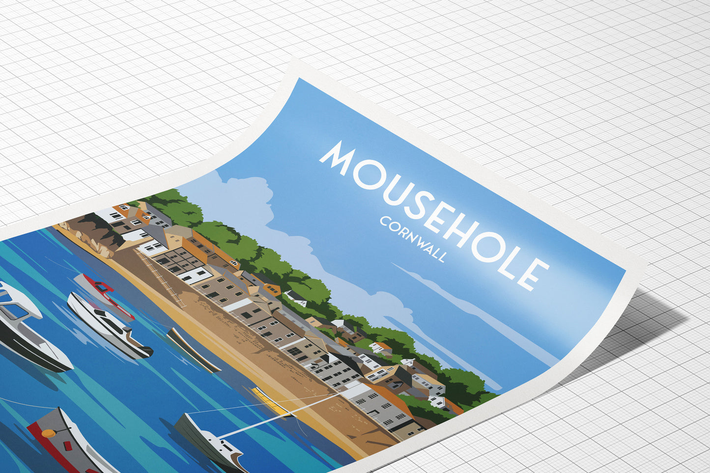 Mousehole Print - Cornwall Travel Poster - England - Mousehole Harbour