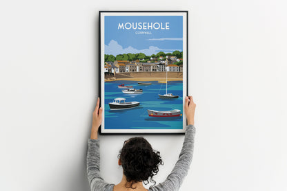 Mousehole Print - Cornwall Travel Poster - England - Mousehole Harbour