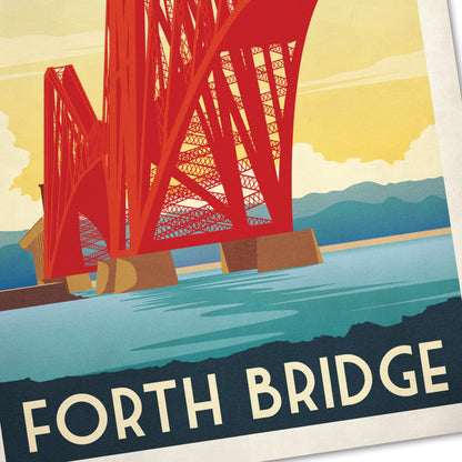 Forth Rail Bridge Travel Poster, Iillustration of Forth Rail Bridge between Edinburgh and Fife, Scottish Art, Forth Bridge Art, Wall Art