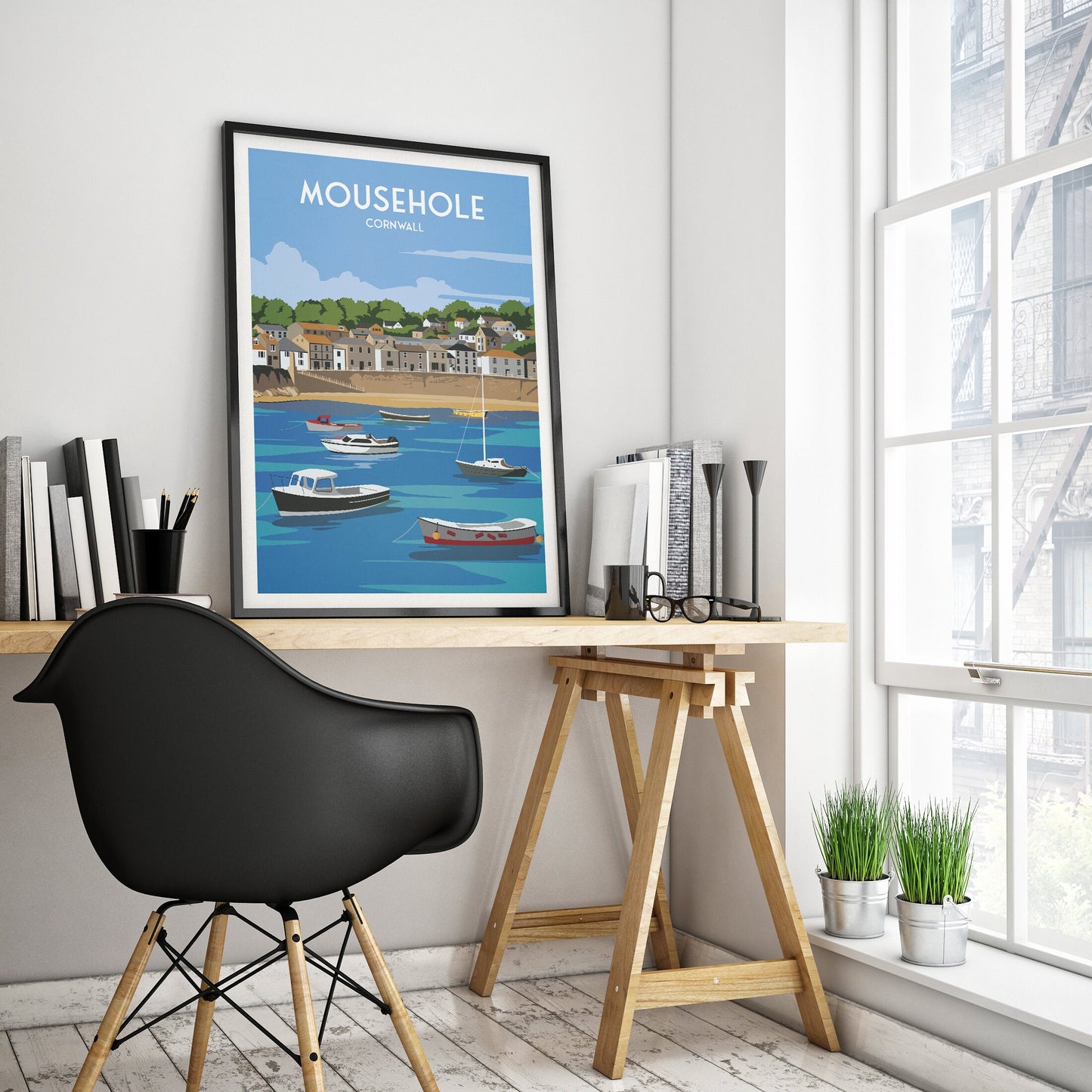 Mousehole Print - Cornwall Travel Poster - England - Mousehole Harbour