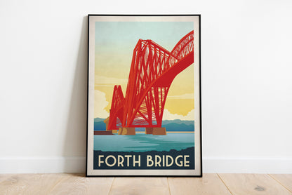 Forth Rail Bridge Travel Poster, Iillustration of Forth Rail Bridge between Edinburgh and Fife, Scottish Art, Forth Bridge Art, Wall Art