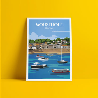 Mousehole Print - Cornwall Travel Poster - England - Mousehole Harbour