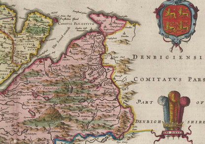 Caernarfonshire Map | Comitatvs Caernarvoniensis | Ancient map by J. Blaeu |1665 | Poster Wall Art |Welsh Maps