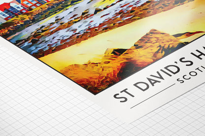 St David's Harbour Print - Dalgety Bay Travel Poster - Fife Gift - Coastal Path