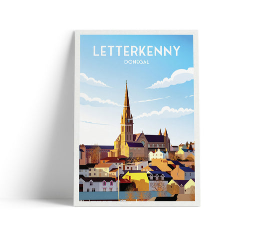 Letterkenny Print | Donegal Poster | St. Eunan's Cathedral | Travel Poster | Wall Decoration