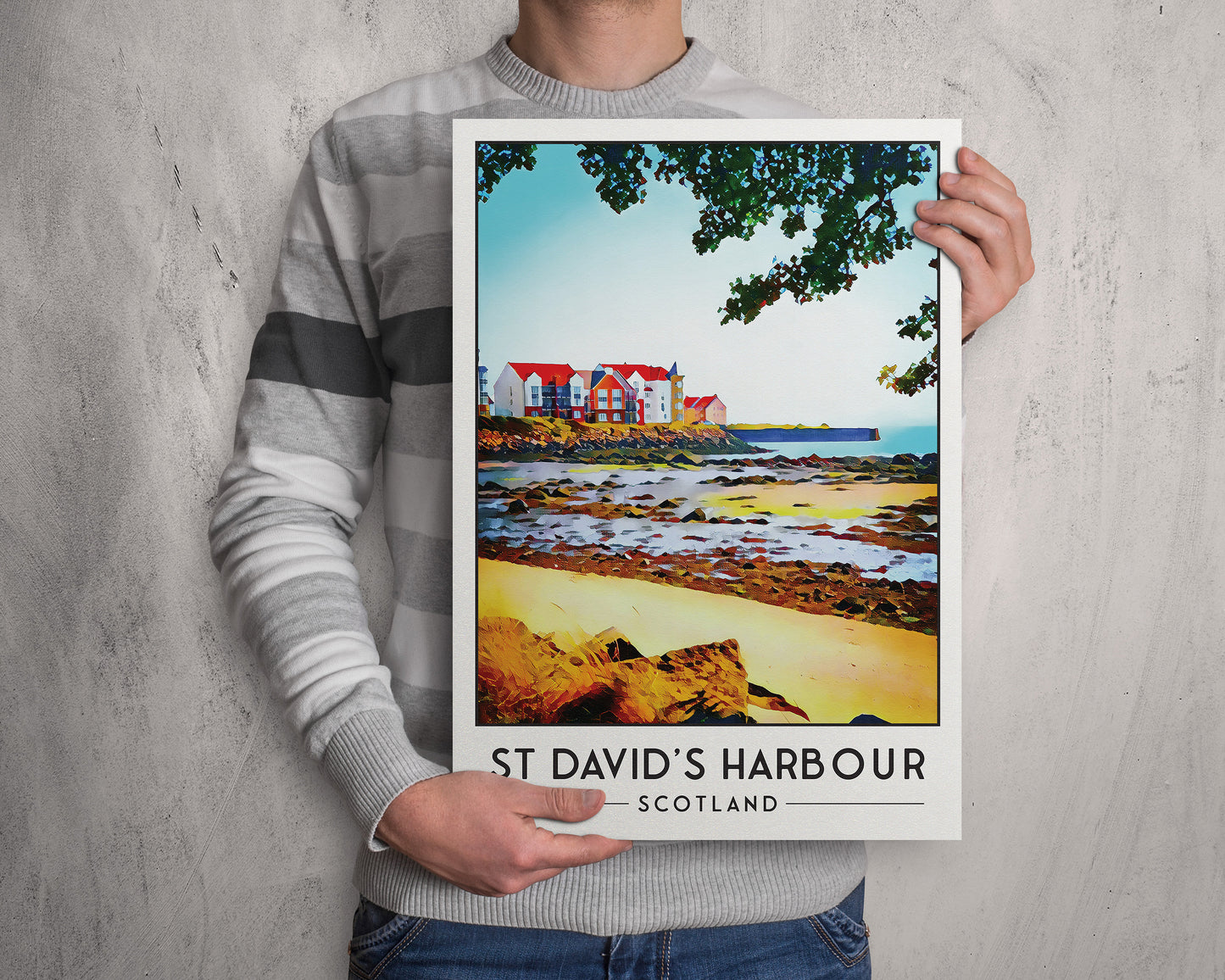 St David's Harbour Print - Dalgety Bay Travel Poster - Fife Gift - Coastal Path