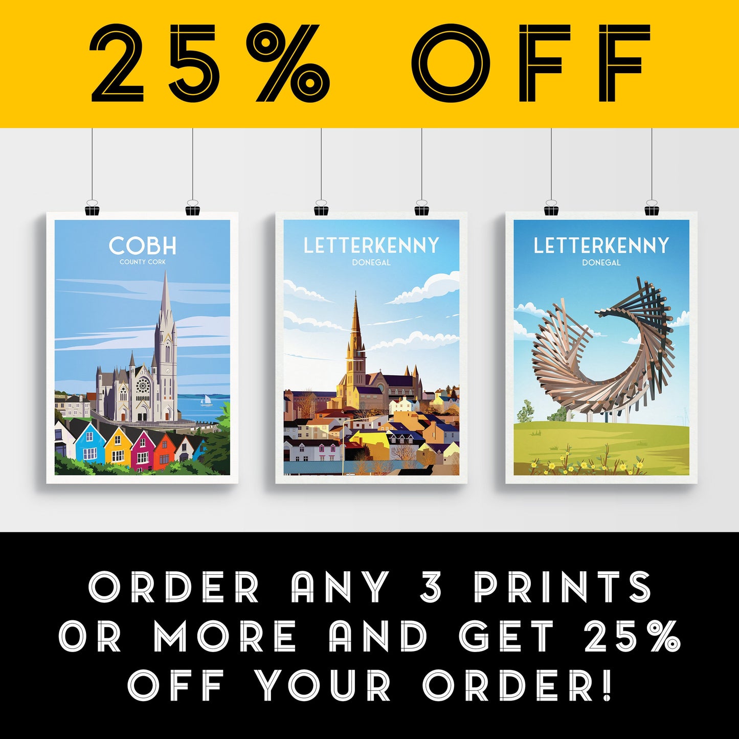 Letterkenny Print | Donegal Poster | St. Eunan's Cathedral | Travel Poster | Wall Decoration