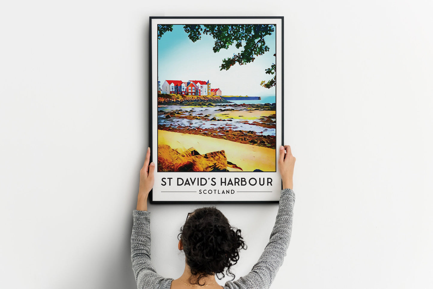 St David's Harbour Print - Dalgety Bay Travel Poster - Fife Gift - Coastal Path