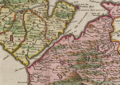 Caernarfonshire Map | Comitatvs Caernarvoniensis | Ancient map by J. Blaeu |1665 | Poster Wall Art |Welsh Maps