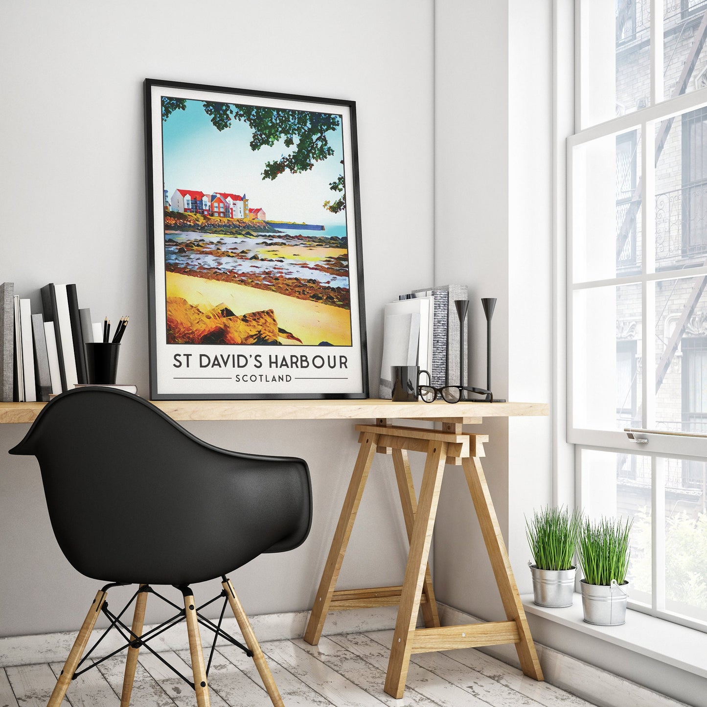 St David's Harbour Print - Dalgety Bay Travel Poster - Fife Gift - Coastal Path