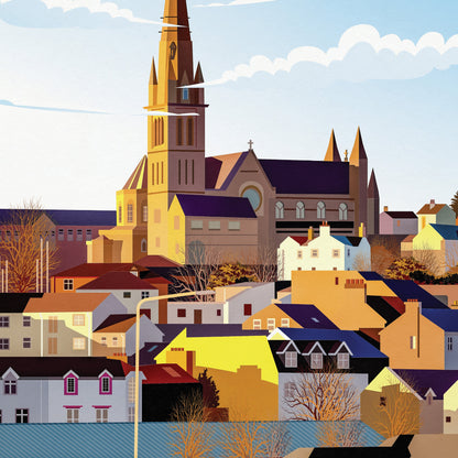 Letterkenny Print | Donegal Poster | St. Eunan's Cathedral | Travel Poster | Wall Decoration