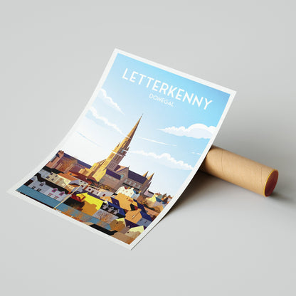 Letterkenny Print | Donegal Poster | St. Eunan's Cathedral | Travel Poster | Wall Decoration