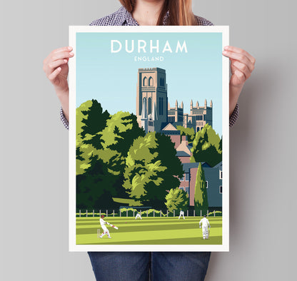 Durham Print - Cricket Match - Durham Cathedral - England Travel Poster