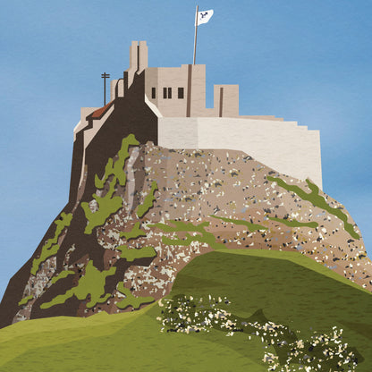 Lindisfarne Print - Holy Island - Northumberland Travel Poster -  Lindisfarne Castle