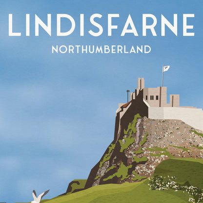 Lindisfarne Print - Holy Island - Northumberland Travel Poster -  Lindisfarne Castle