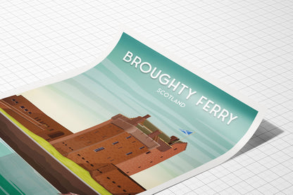 Broughty Ferry Print - Broughty Castle Museum - Dundee Travel Poster - River Tay - Scotland Gift