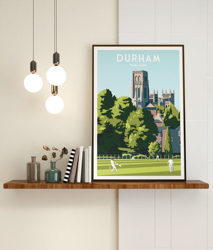 Durham Print - Cricket Match - Durham Cathedral - England Travel Poster