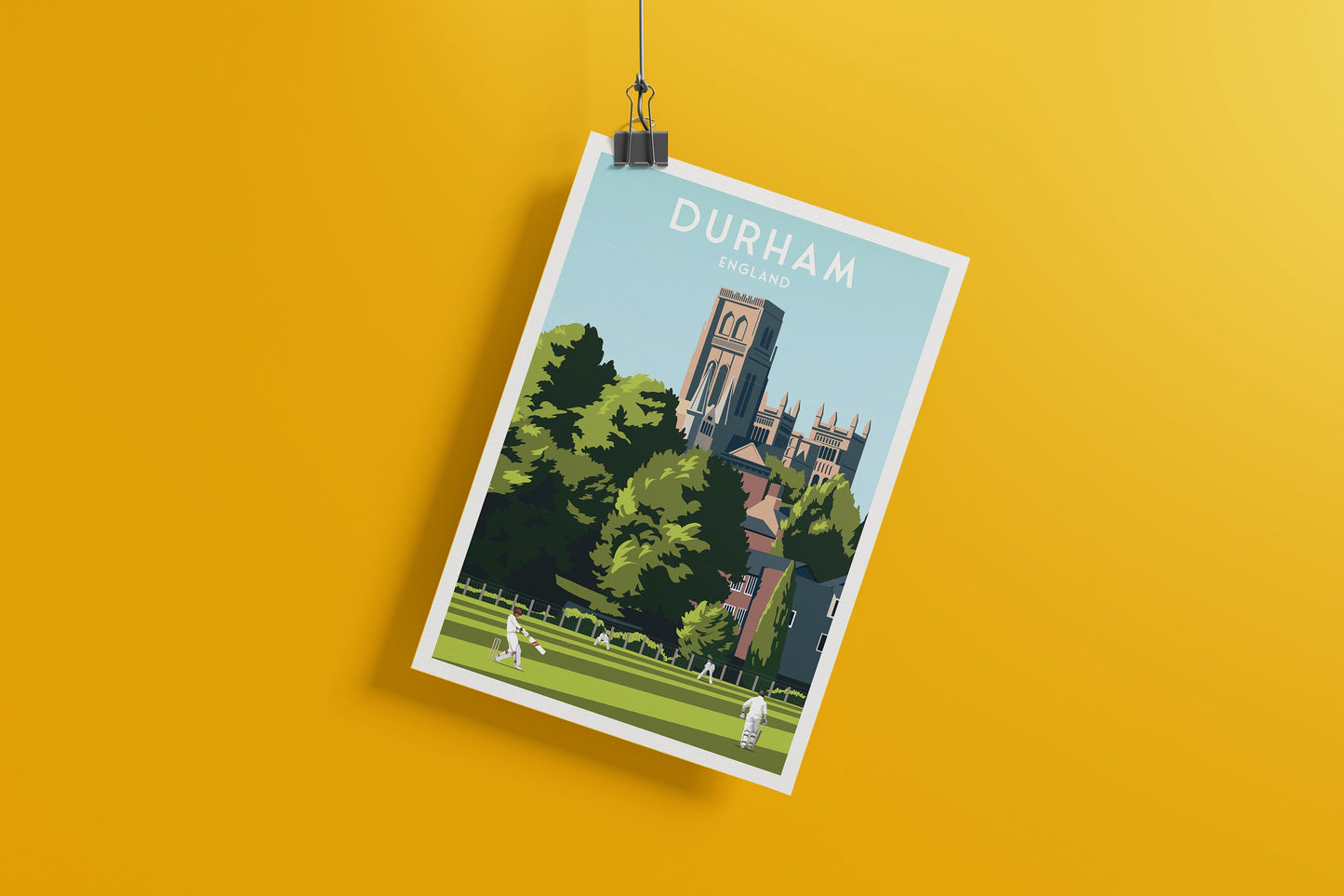 Durham Print - Cricket Match - Durham Cathedral - England Travel Poster