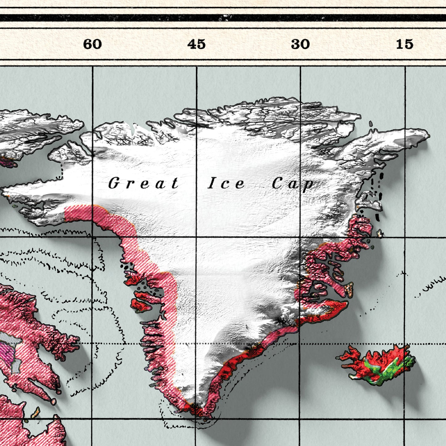 World Geology Map - 1944 Vintage Geological World Poster - Geological Survey 3D effect shaded relief Print - Reproduction Print