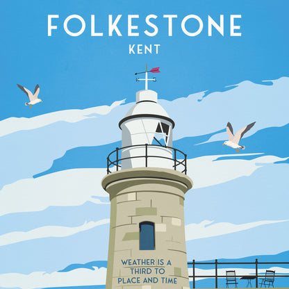 Folkestone Lighthouse Print - Kent Travel Poster - England - A3 - A2 - A1 - Wall Decor