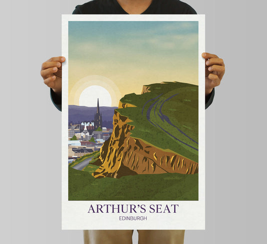 Arthur's Seat Edinburgh Travel Art Print, Edinburgh Travel Poster, Scottish Wall Art