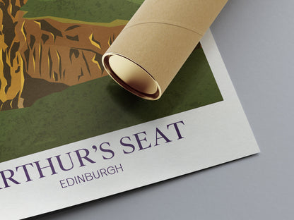 Arthur's Seat Edinburgh Travel Art Print, Edinburgh Travel Poster, Scottish Wall Art