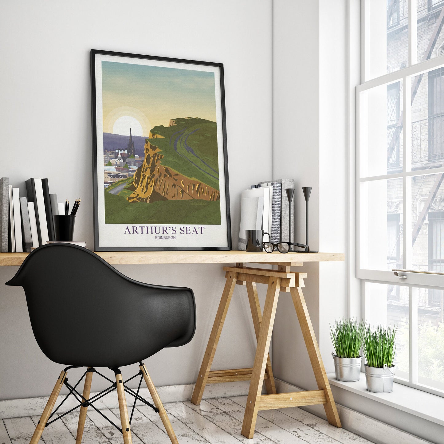 Arthur's Seat Edinburgh Travel Art Print, Edinburgh Travel Poster, Scottish Wall Art