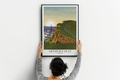 Arthur's Seat Edinburgh Travel Art Print, Edinburgh Travel Poster, Scottish Wall Art