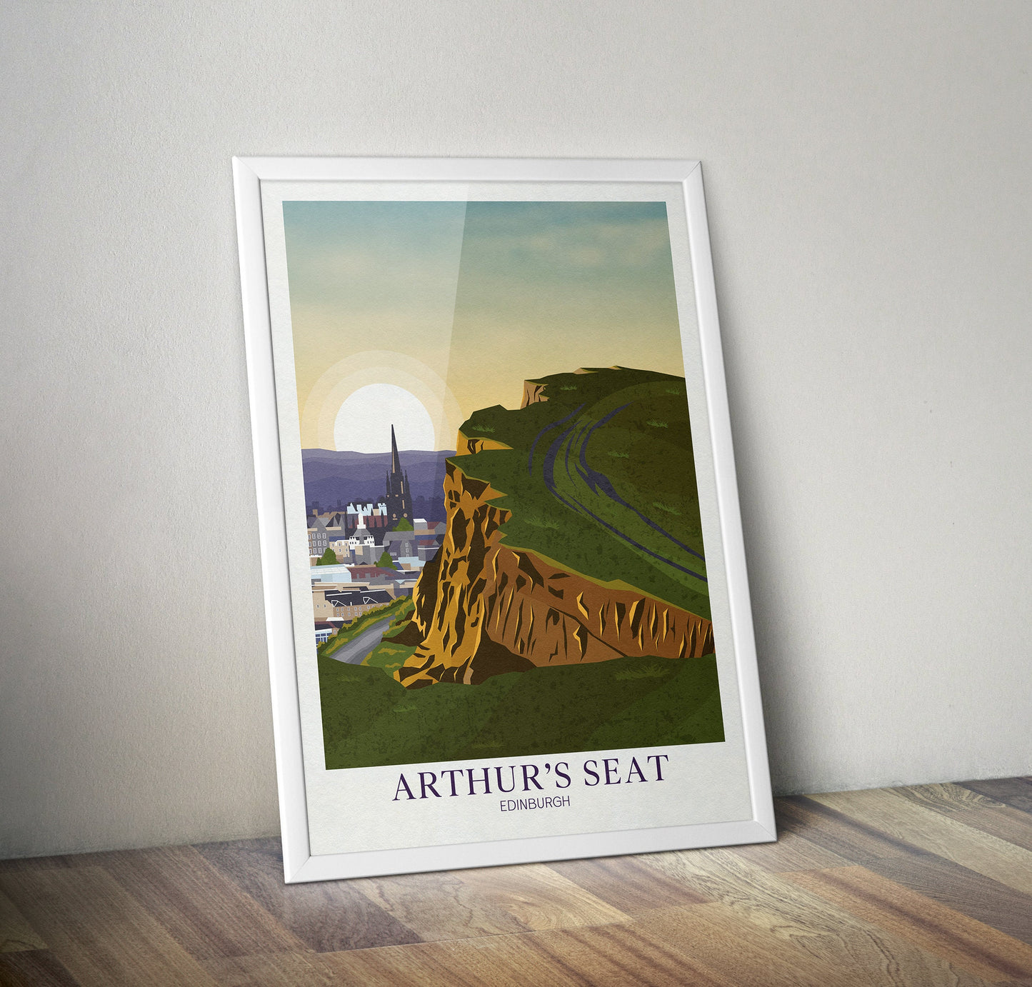 Arthur's Seat Edinburgh Travel Art Print, Edinburgh Travel Poster, Scottish Wall Art