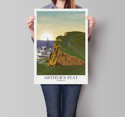 Arthur's Seat Edinburgh Travel Art Print, Edinburgh Travel Poster, Scottish Wall Art