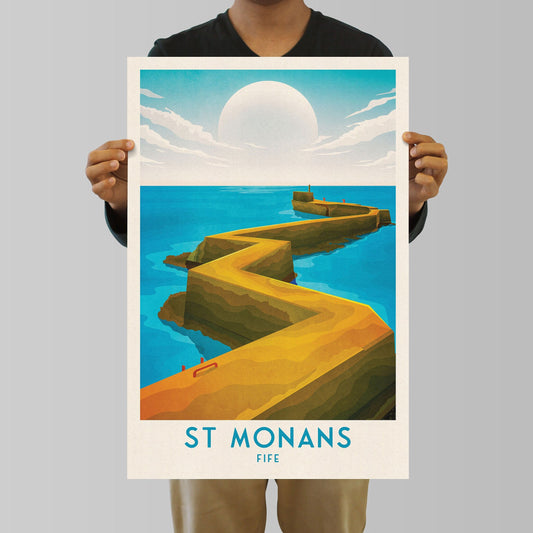 St. Monans Travel Poster - Fife Wall Art - St. Monans Harbour - East Neuk Pier - Wall Art