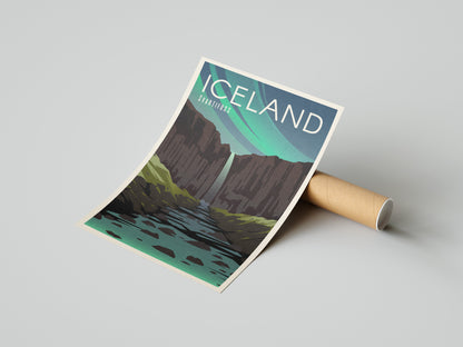 Iceland Travel Poster - Reykjavík, Iceland print, Iceland poster, Wedding gift, birthday present