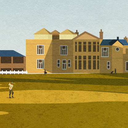 St Andrews Golf Print, 18th Hole, Swilcan  Bridge, Home of Golf, The Old Course, The Home of Golf, Grand Old Lady, Scotland Illustration Art