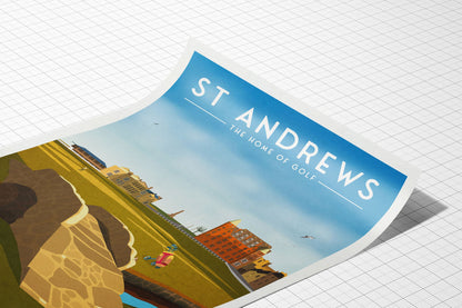 St Andrews Golf Print, 18th Hole, Swilcan  Bridge, Home of Golf, The Old Course, The Home of Golf, Grand Old Lady, Scotland Illustration Art