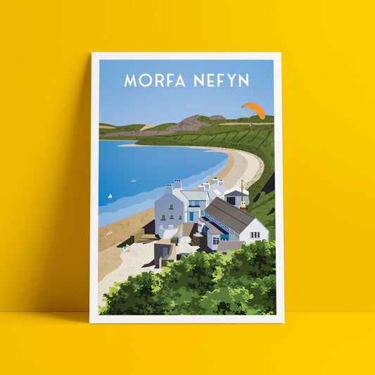 Morfa Nefyn Print - Welsh Travel Poster - Wales illustrated art print