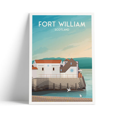 Fort William Print - Town Pier - Loch Linnhe - Crannog - Scottish Highlands - West Highland Way