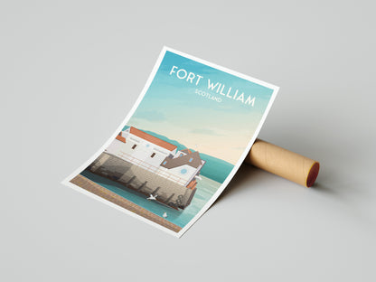 Fort William Print - Town Pier - Loch Linnhe - Crannog - Scottish Highlands - West Highland Way