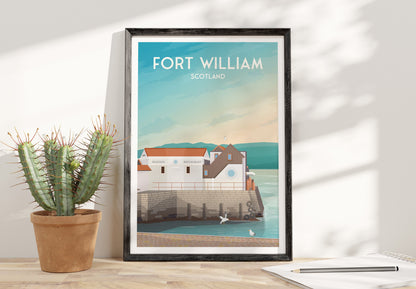 Fort William Print - Town Pier - Loch Linnhe - Crannog - Scottish Highlands - West Highland Way