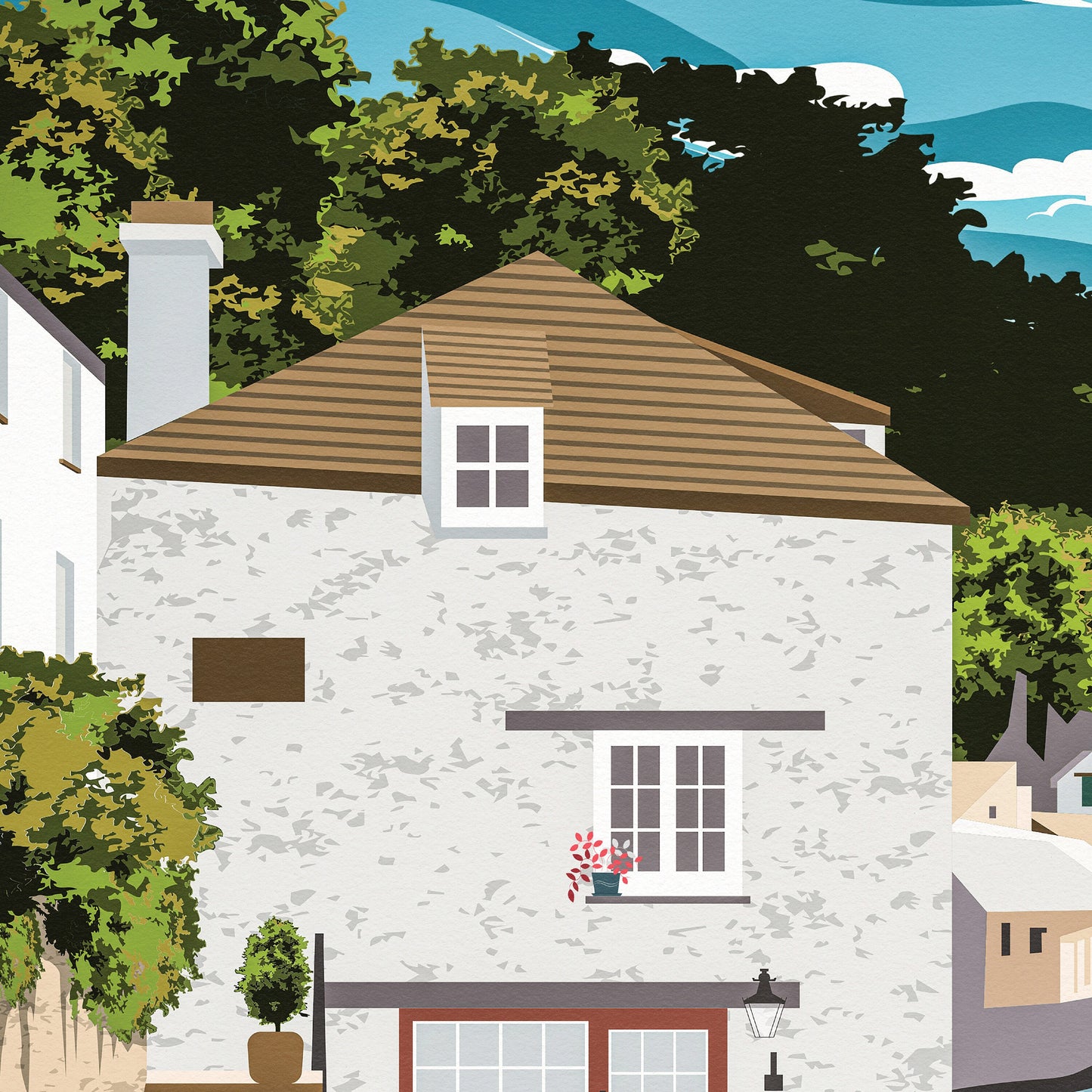 Polperro Print - Cornwall Travel Poster - United Kingdom Wall Art - England Gift - English Poster