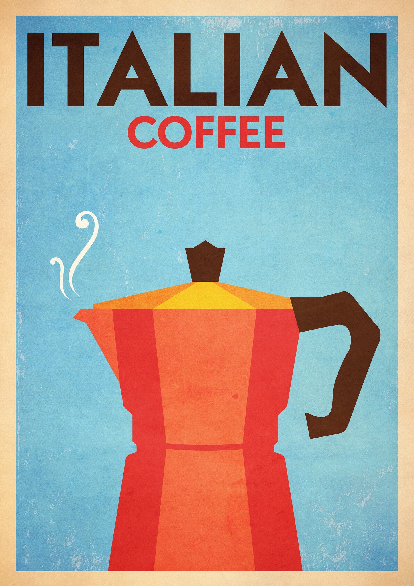 Italian Coffee Poster - The Moka Pot - Vintage Retro Coffe Maker Print - Italian Coffee