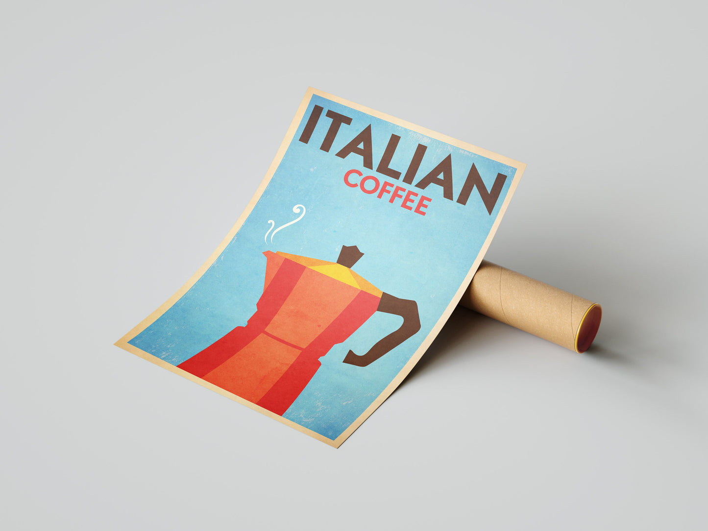 Italian Coffee Poster - The Moka Pot - Vintage Retro Coffe Maker Print - Italian Coffee