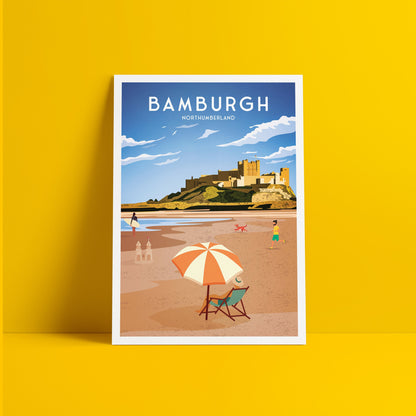 Bamburgh Print - Bamburgh Castle - Northumberland - England - Travel Poster