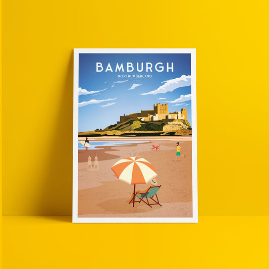 Bamburgh Print - Bamburgh Castle - Northumberland - England - Travel Poster
