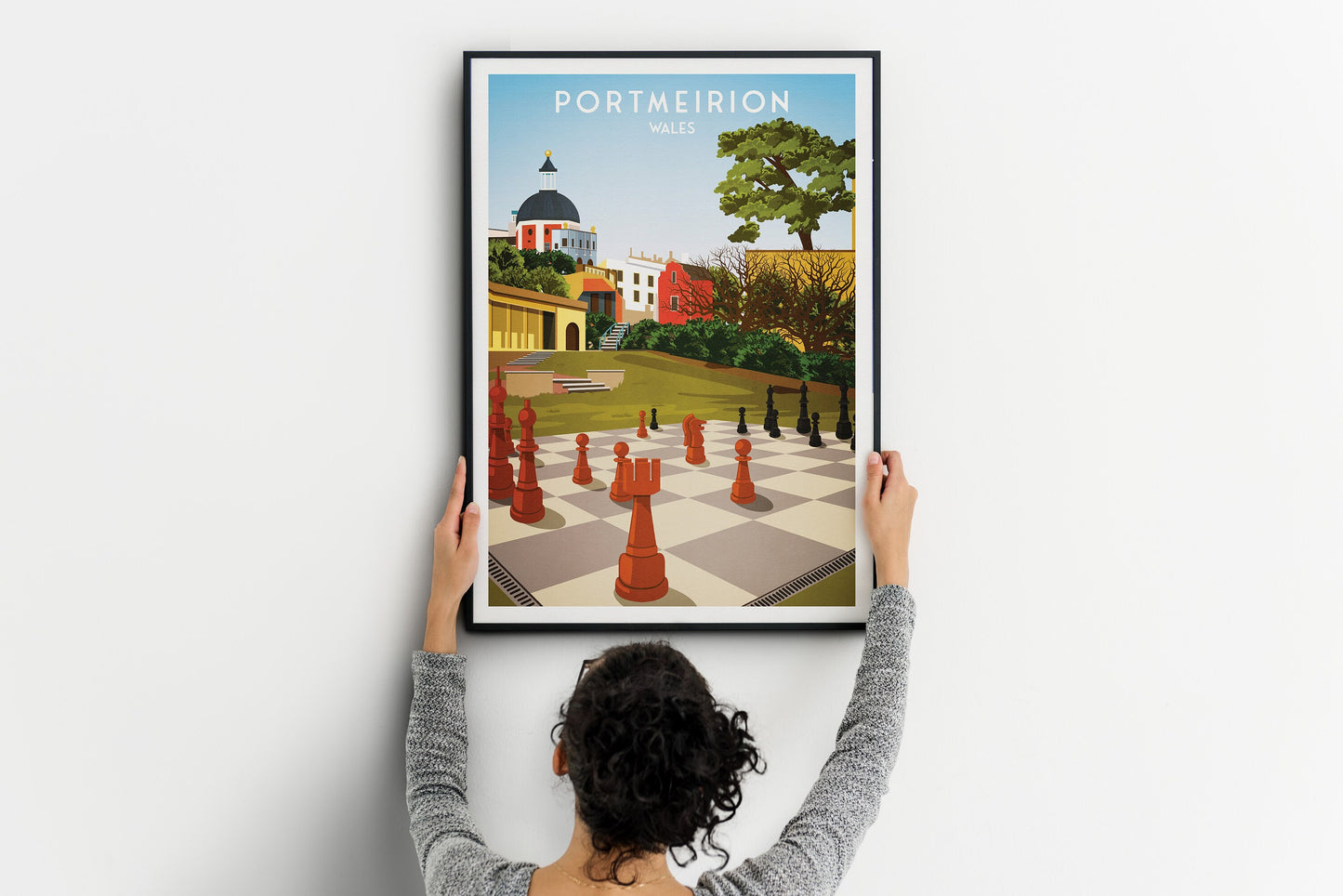 Portmeirion Print - Gwynedd North Wales, Seaside Poster, Welsh Travel Poster, Wall Art Illustration, Portmeirion Village