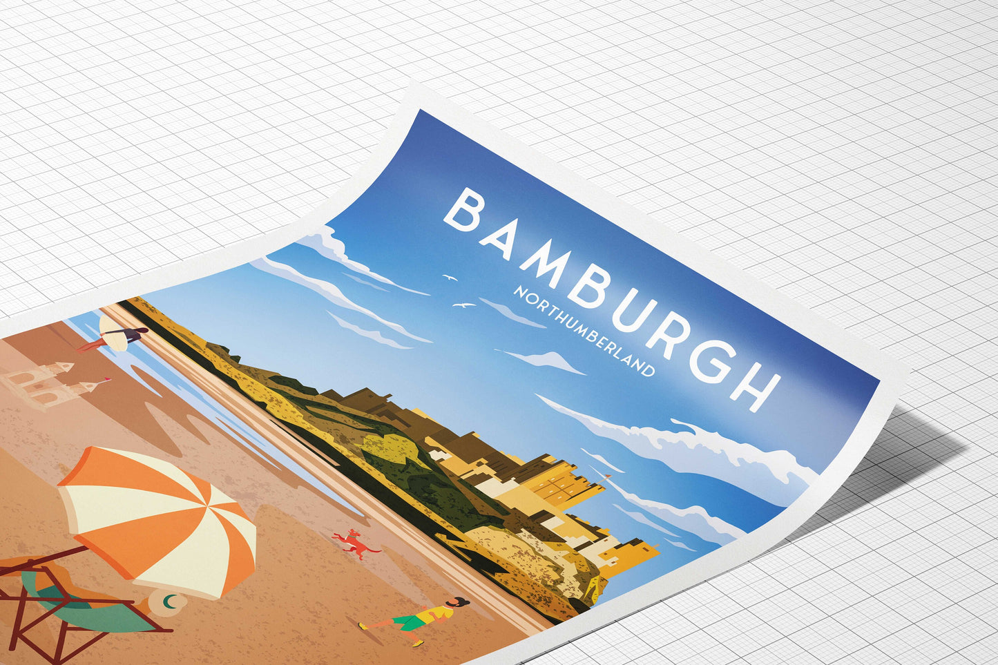 Bamburgh Print - Bamburgh Castle - Northumberland - England - Travel Poster