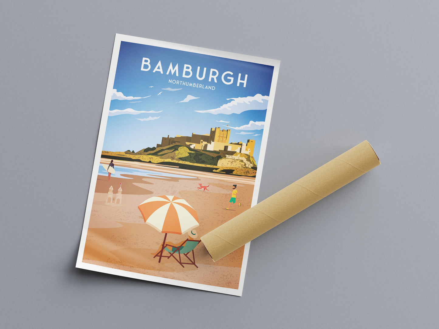 Bamburgh Print - Bamburgh Castle - Northumberland - England - Travel Poster