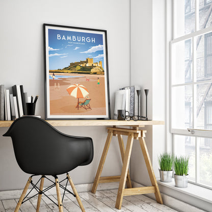 Bamburgh Print - Bamburgh Castle - Northumberland - England - Travel Poster