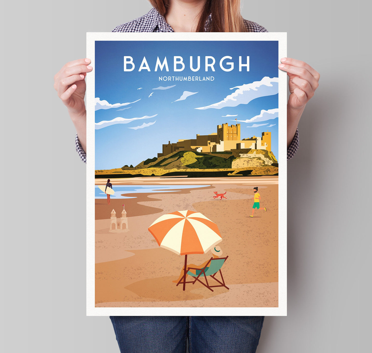 Bamburgh Print - Bamburgh Castle - Northumberland - England - Travel Poster