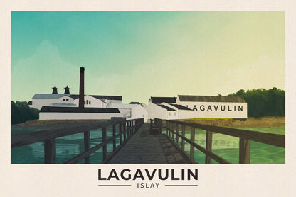 Lagavulin, Port Ellen, Islay - Whisky Distillery - Illustration - Wall Art