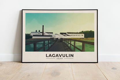 Lagavulin, Port Ellen, Islay - Whisky Distillery - Illustration - Wall Art